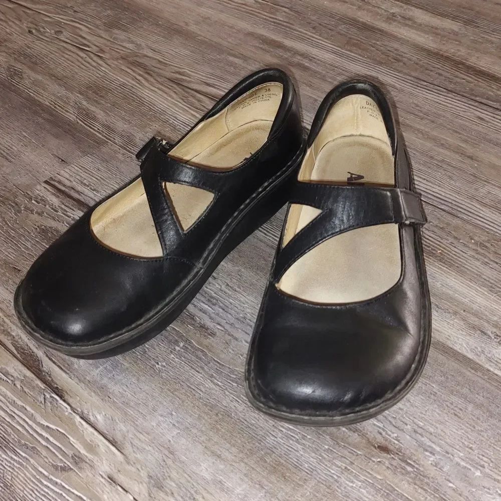 Alegria black Day 601 leather mary jane shoes Sz 38